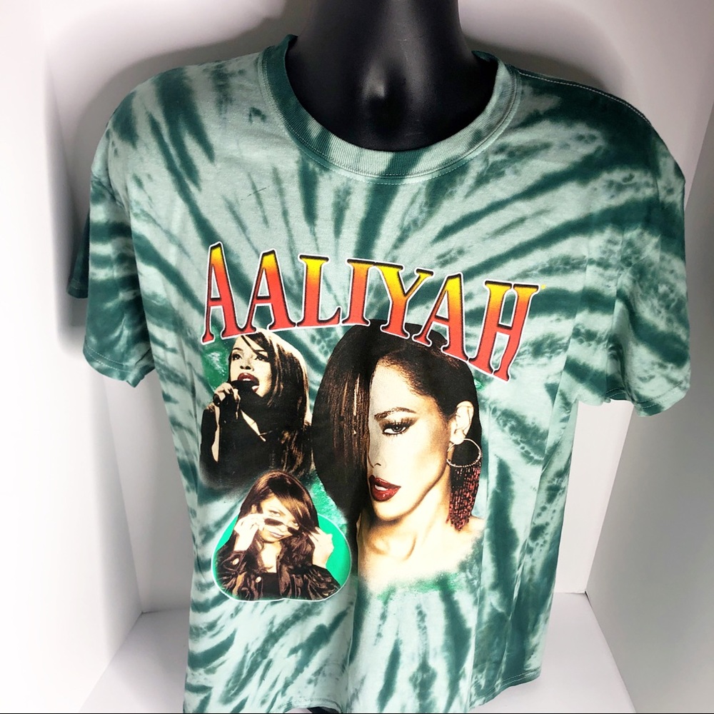 Aaliyah Green Black Tie Dye Tee TShirt Vintage - Picture 2 of 5